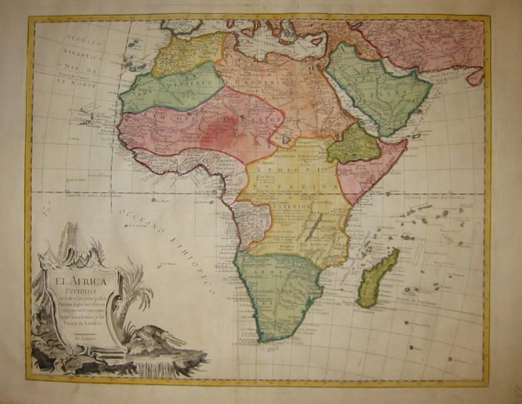 Gendron Pedro El Africa dividida en todos sus principales Reynos... 1760 ca. Londres (Madrid?)